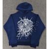 Heavy fleece foam print spider web hoodie sports casual sweater sweatpants set
