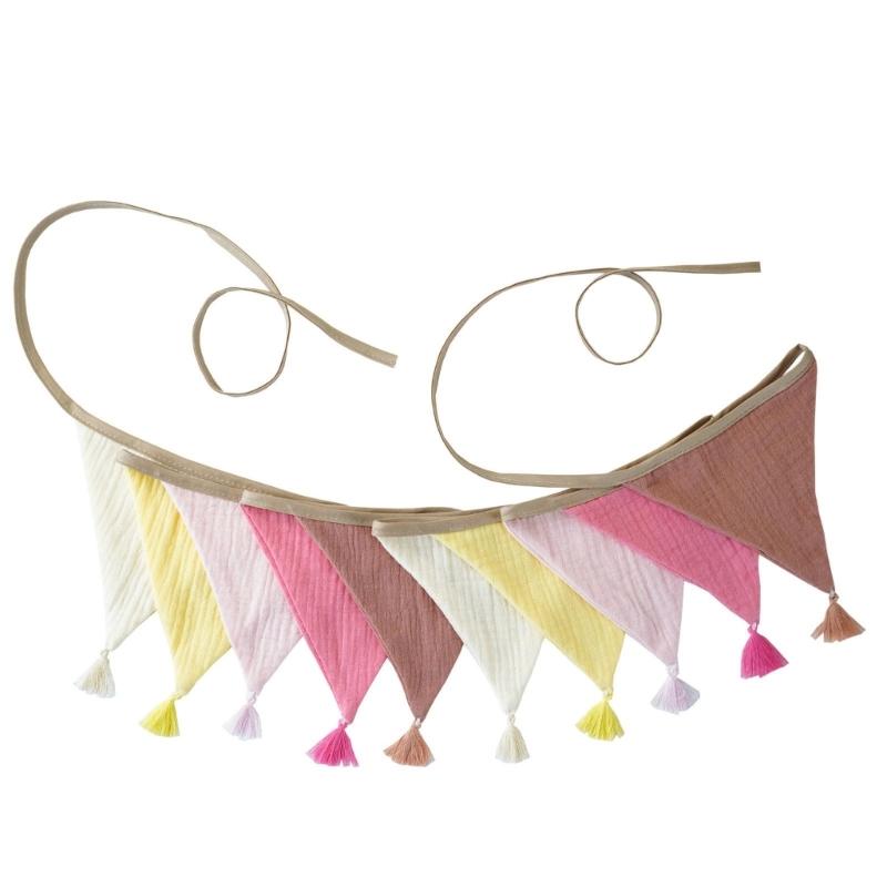 Festoni Bandierine in Cotone Crepe Colori Caramella Luminosi Per Asilo Nido Compleanni di Bambini Feste Eventi