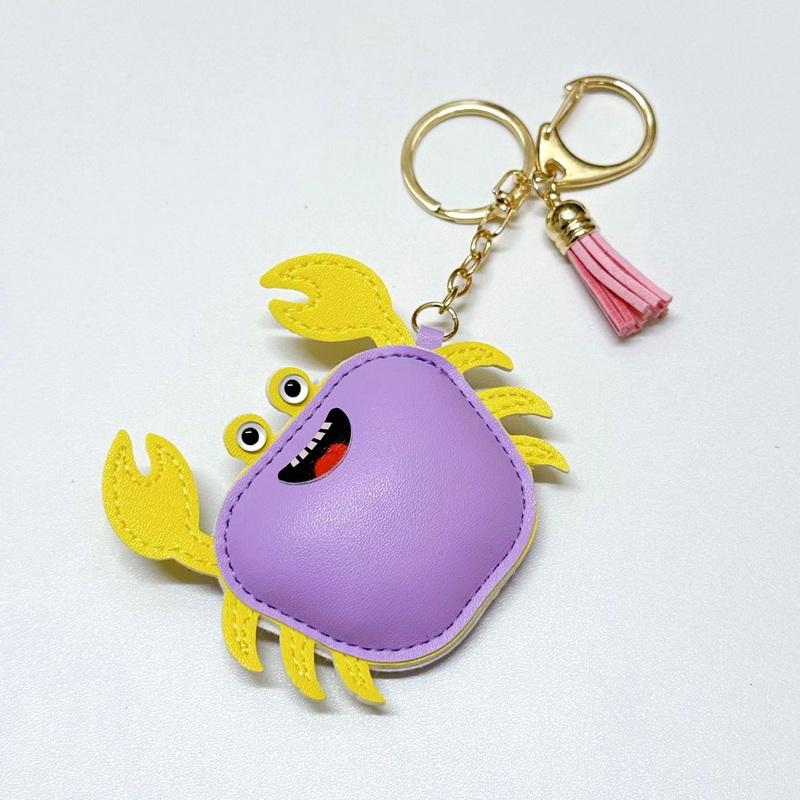 1 Pcs Simple And Fashionable Leather Crab Car Keychain Bag Creative Headphone Bag Pendant Accessories