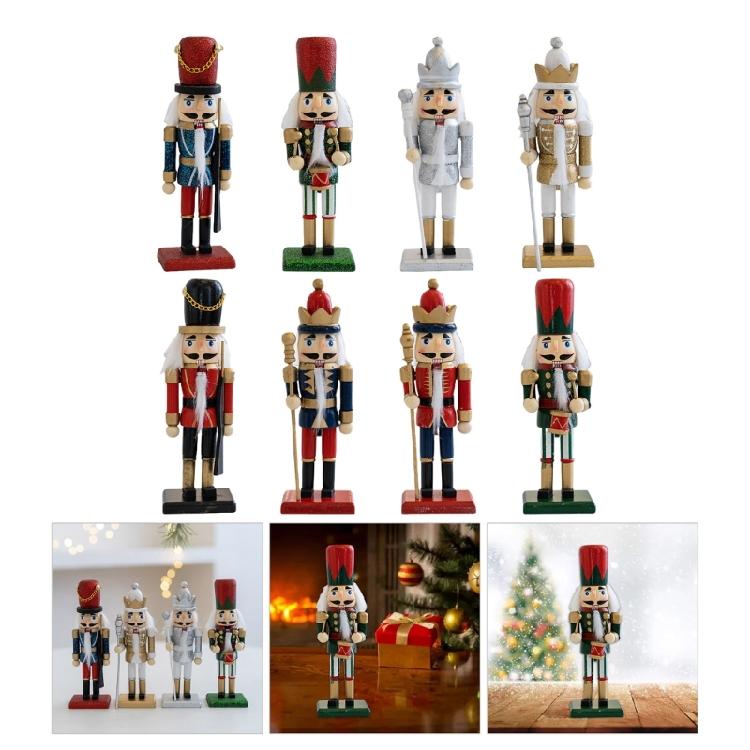 Artisanal Wood Nutcrackers Puppet 16cm Traditional Christmas Centerpieces Decorative King Soldier Figure Toy Ornament