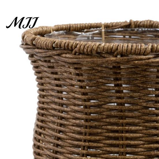 Dried Flower Vase Wicker Faux Rattan Handwoven Boho Basket Modern Farmhouse Decorative Leak-proof Plant Pot for Dining Table Centerpiece Bedroom