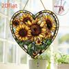 2D Flaches Dorfstil Sonnenblumen Herzförmiges Acryl Dekorationsschild Geeignet für Wanddekoration, Veranda, Zimmer, Villa, Akzente Zuhause, Flur, oder Arbeitsplatz