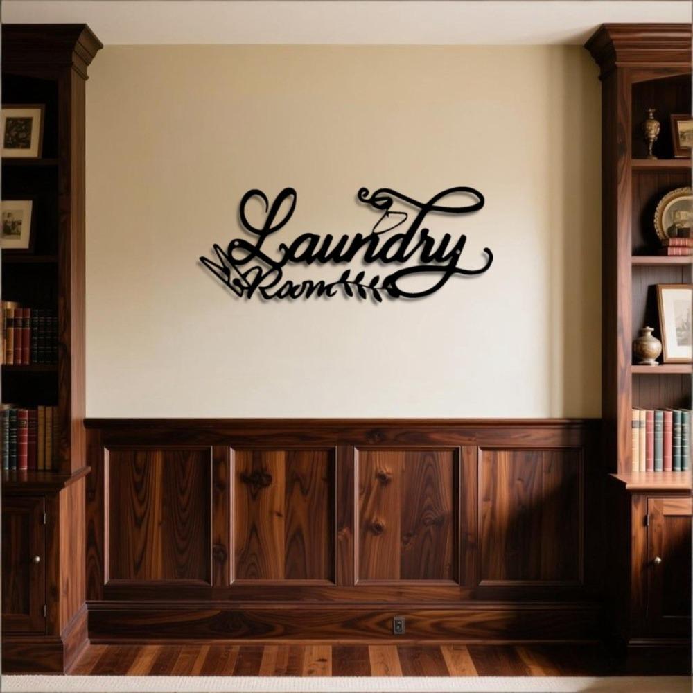 

Laundry Room Metal Wall Art, Stylish Clothespin Leaf Design Sign, Farmhouse Hanging Ornament for Laundry Area 40cm/16inch