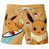 Pokemon Men's Beach Shorts Anime Board Shorts Summer Casual Trunks Elastic Waist Sports Shorts Men Boys