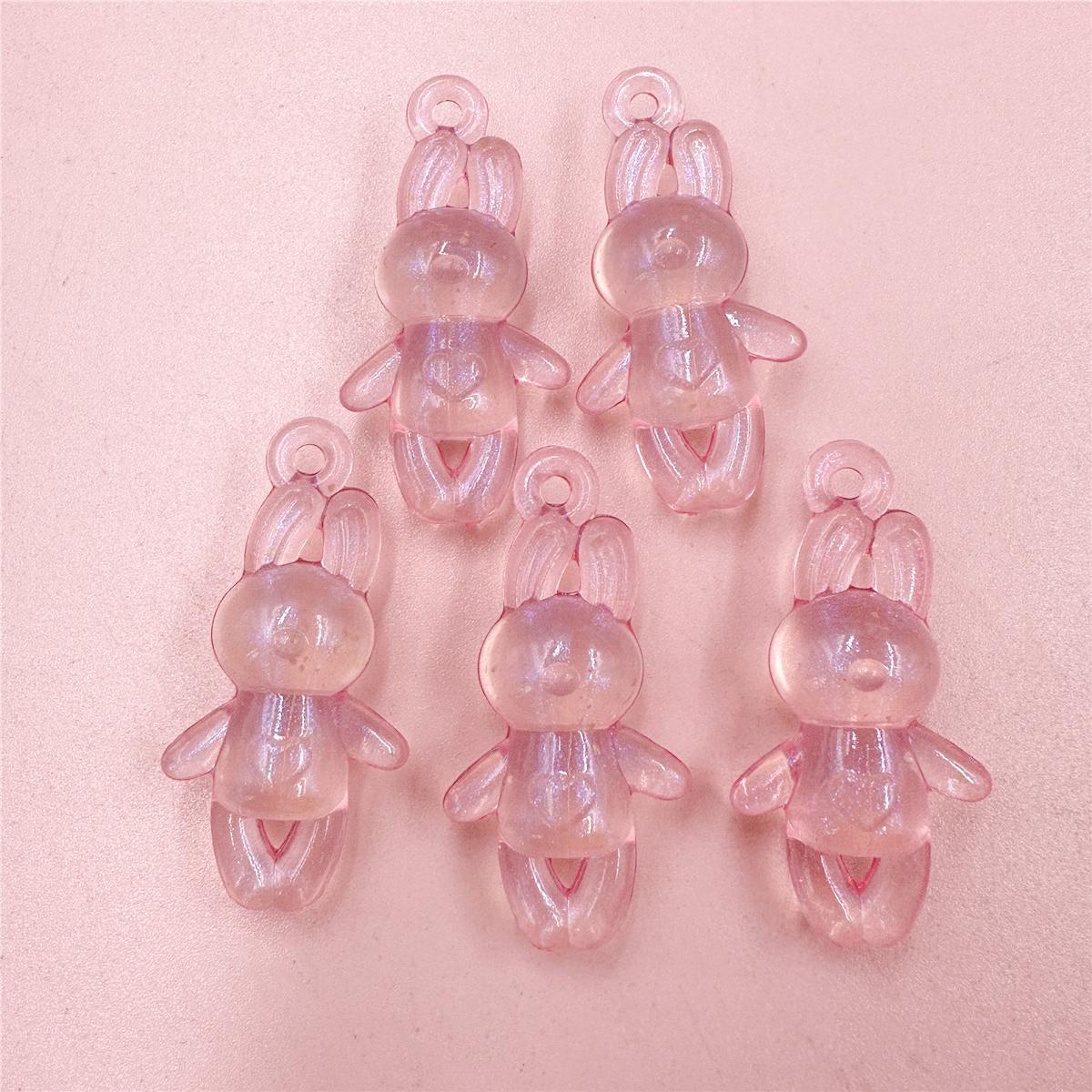 

Подвеска Ручная работа Материал Акрил DIY для изготовления ювелирных изделий 23 * 46,5 мм стоячий кролик 5 шт бусины Мода розовый