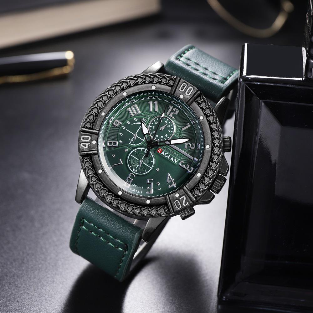 New Casual Men's Quartz Watch – Retro Sports Design with Silicone Strap, Black and Blue