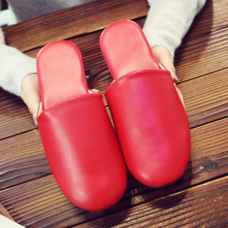 Home Indoor Slippers With Pu Material Anti Slip Waterproof For Couples