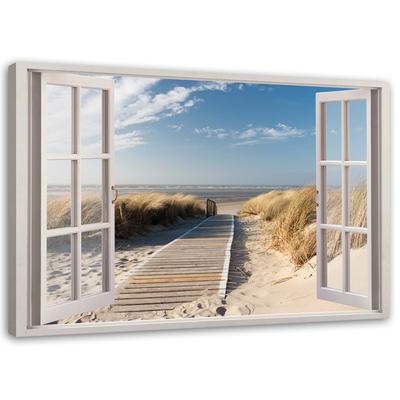 Canvas Print Window View Beach Sea North Sea