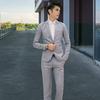 Yousheng 2 Pezzi/Set Uomo Vestito Slim Fit Set Revers Manica Lunga Monopetto Giacca Completo Vita Media Pantaloni Lunghi Set Tinta Unita Abito Business