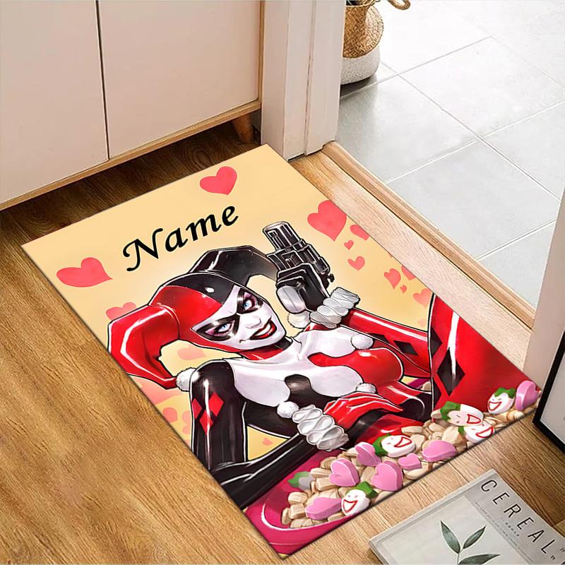 Custom Name Harley Card Rug Game Carpet, Floor Mat for Bedroom Living Room Entryway Rug, Home Decor Idea Gift for Christmas birthday