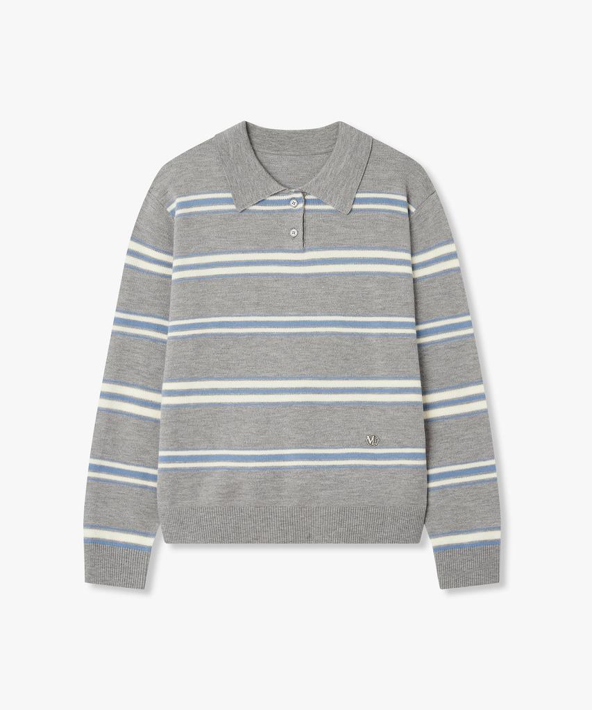 Bobeu Wool Blend Stripe Pullover_Melange Gray 7156150003