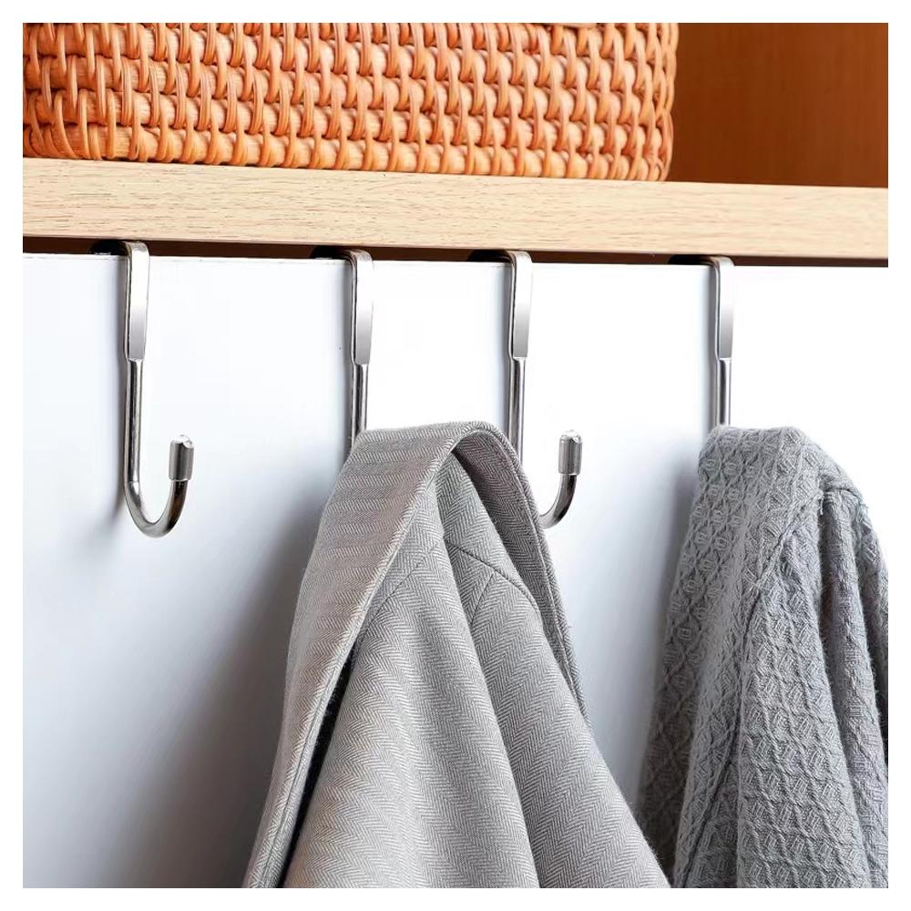 S-shaped 304 Stainless Steel Cabinet Door Multi-purpose Hook Towel Hanger Hat Holders Clothing Storage Racks Kitchen Bathroom