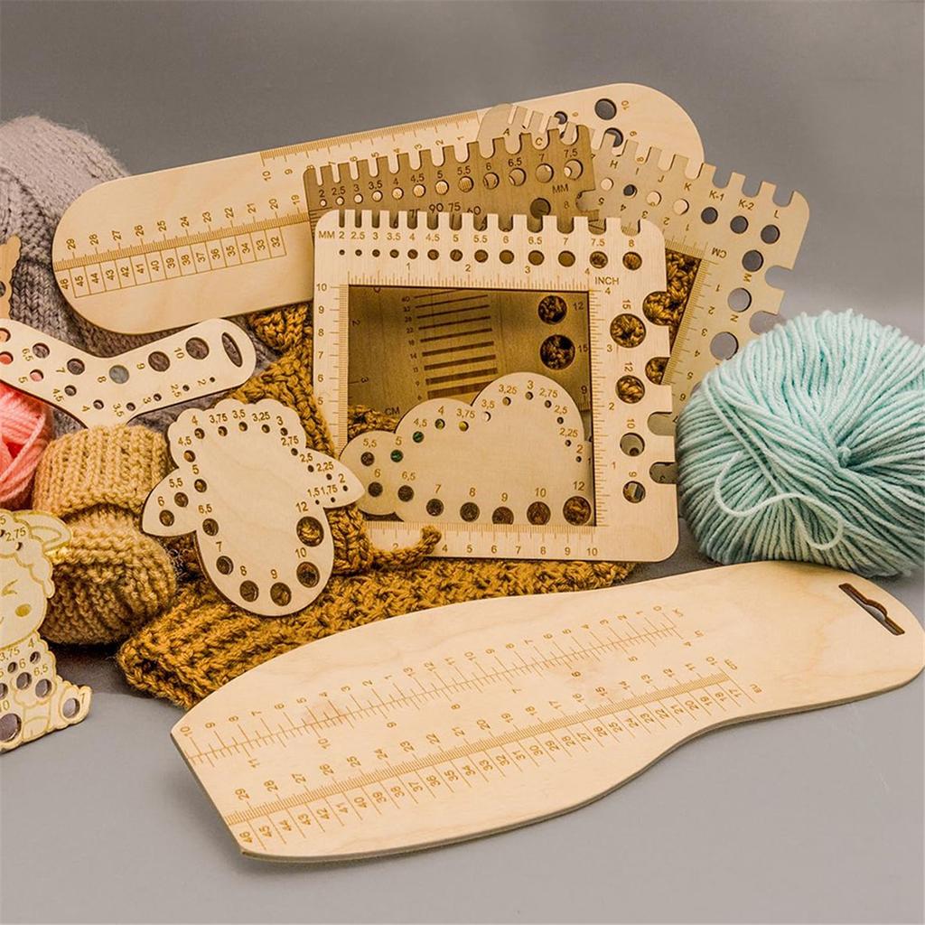 Knitting Needle Gauge Knitting Gauge Ruler Crochet Hooks Ruler Yarn & Swatch Ruler (Universal Gauge/Ruler A