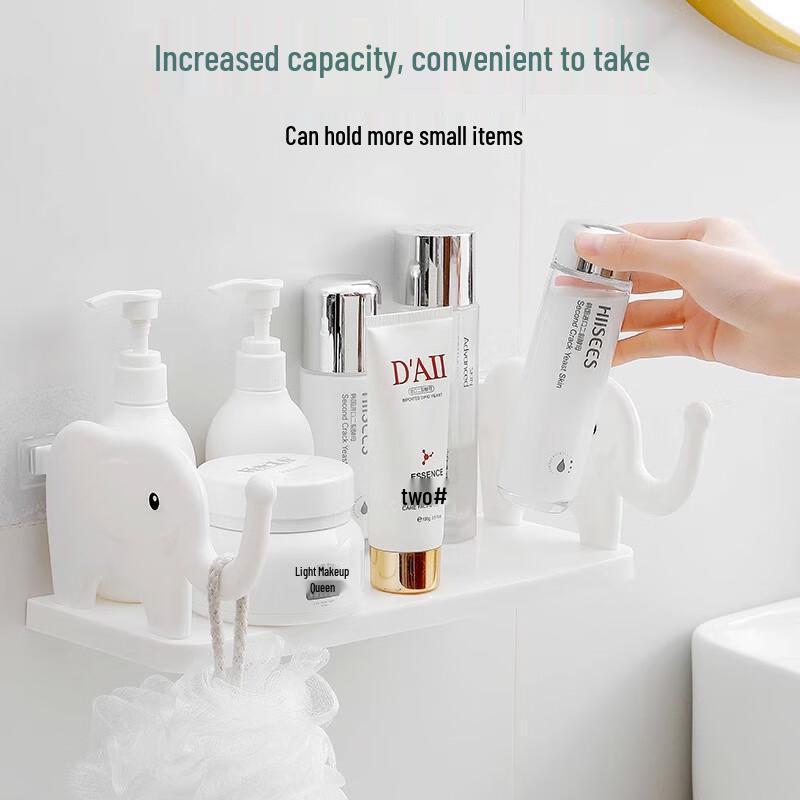 Cream Style Bathroom Storage Shelf with Hooks