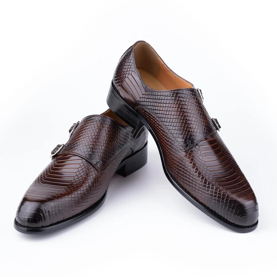 Fashion Genuine Leather Shoes Handmade Loafers for Men High Quality Buckles Monk Shoe Male Sapato Social Masculino Business Formal Shoes