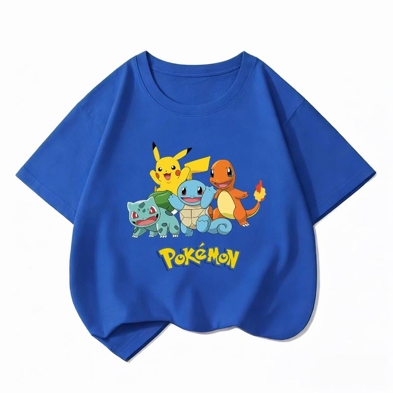 Potdemiel Sommer Neuankunft Kinder Kurzarm Pikachu T-Shirt, 100% Baumwolle, Bequem und Atmungsaktiv für Jungen und Mädchen
