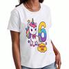 Birthday Unicorn Girl Wounisex's Cotton T Shirt, Premium Cotton Print, Durable, Casual Fashion. Featuring Number 6 And Birthday Girl Theme, Charming U