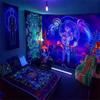 1pc Astronaut UV Reaction Tapestry, Spacecraft Jellyfish Mushroom Fantasy Tapestry