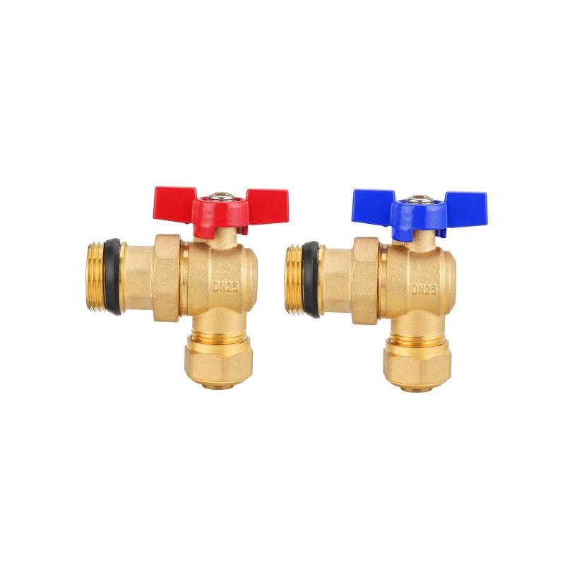 Underfloor Heating Inlet/Outlet Angle Valve with Aluminum-Plastic Pipe, Double Union Male Thread, Brass Ball Valve.