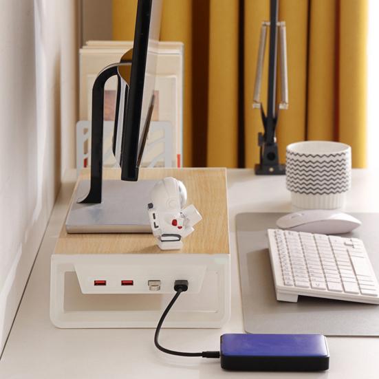 Computer Monitor Rack USB Expansion Dock Stand Ergonomic Design Strong Load-Bearing Desktop Laptop Holder