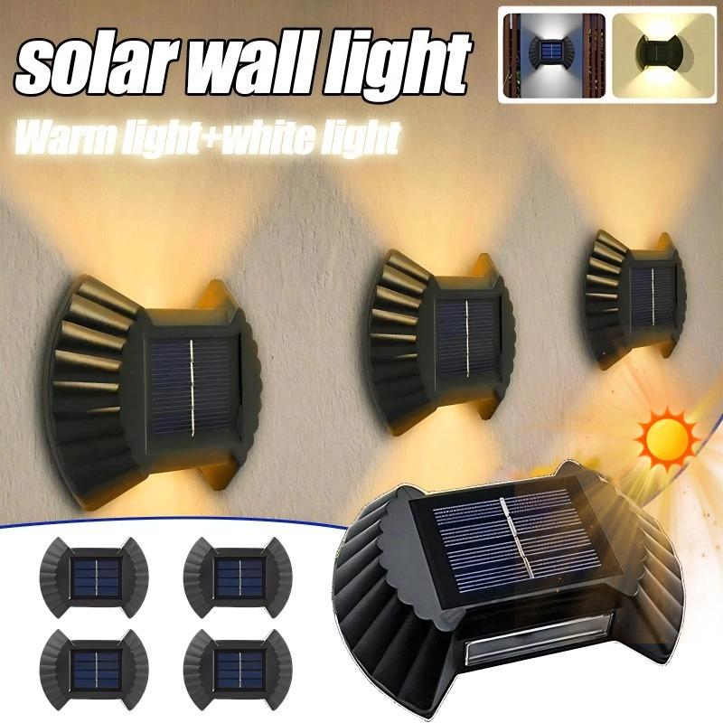 4Pcs/1Set Outdoor Solar Lamp LED Solar Light Wall Street Light Lamp Solar Powered Sunlight 8 LED Lamp Garden Decorative