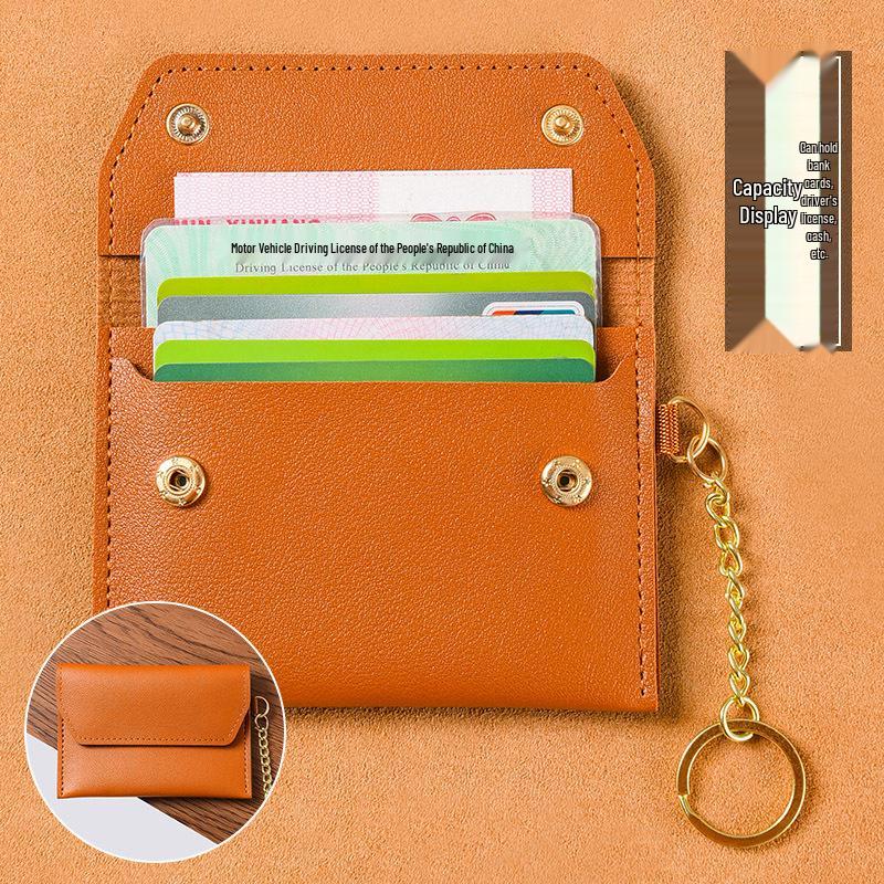 Women's Ultra-Thin Card Holder & Coin Purse Keychain - Compact Multifunctional ID & Business Card Organizer
