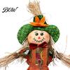 Rustic Farmhouse Yard Display Standing Fall Scarecrow Decoration, Halloween Thanksgiving Ornament Durable Garden Figure with Clothes Hat for