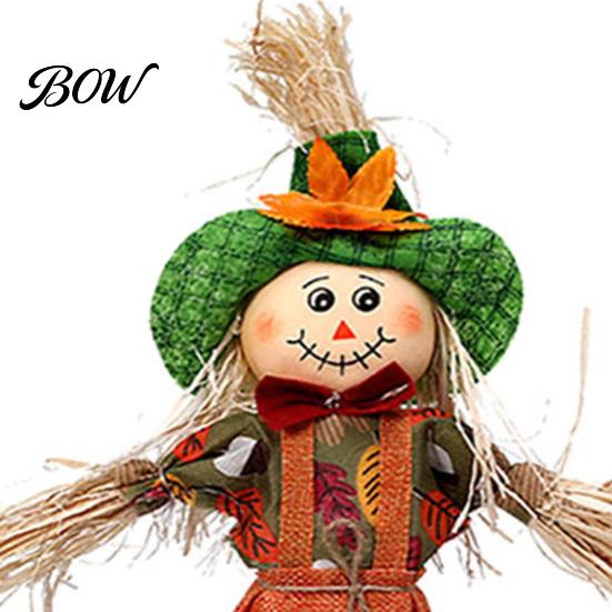 Rustic Farmhouse Yard Display Standing Fall Scarecrow Decoration, Halloween Thanksgiving Ornament Durable Garden Figure with Clothes Hat for