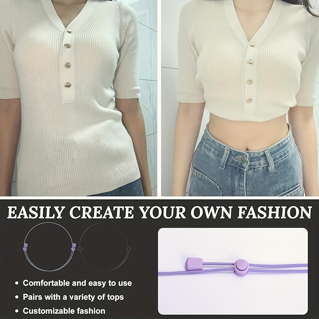 1pc Women'S Adjustable Shirt Tuck Band with Elastic Crop Band - Adjustable Waistband for Tops, Sweaters, Blouses - No-Seam Design for Belly Control