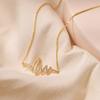 Electrocardiogram Design Necklace 18k Gold Plated Irregular Wave Zircon Clavicle Chain