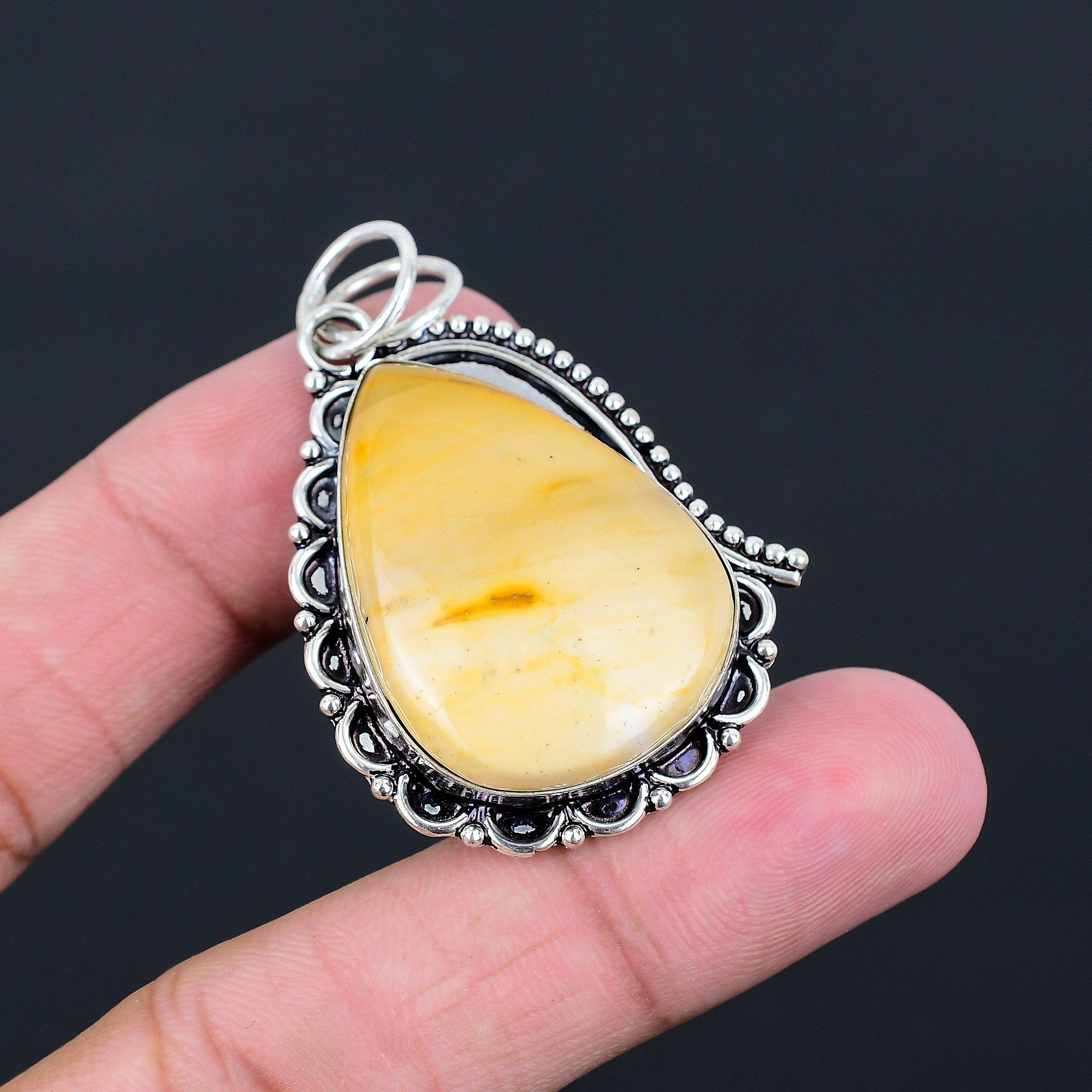 Womens day Sale Natural Mookaite 925 Sterling Silver Anniversary Pendant Jewelry