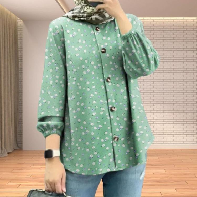 Fashion Floral Printed Blouse Loose Casual Ladies Shirt