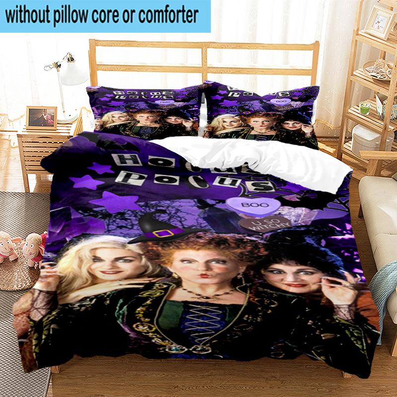 3PCS Hocus witch Halloween Magic 3pcs Bedding,Including 3PCS Duvet Cover And 2pcs Pillowcases Perfect for Christmas,Ideal for Bedroom, Dormitory