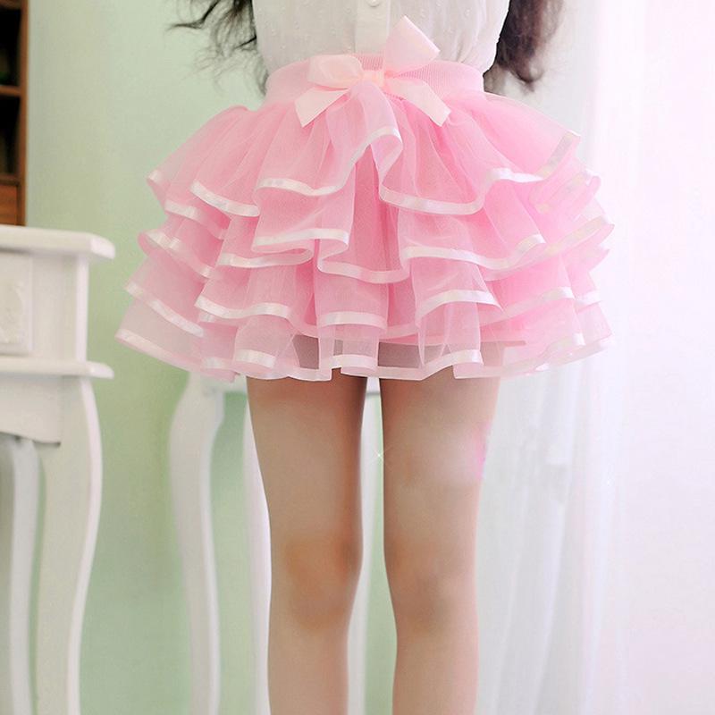 Versatile Girls' Princess Gauze Skirt - Layered Cake Design for All Seasons in Korean Style