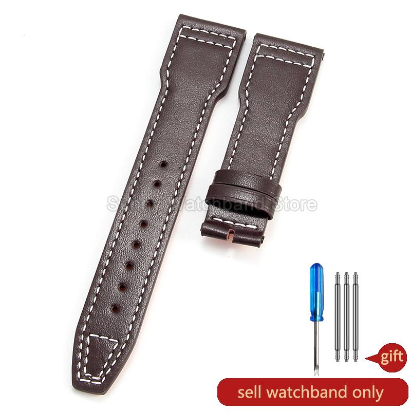 Coffee Black 20 21 22mm for IWC Portofino Le Petit Prince Portugieser Cowhide Watch Band Special Interface Needle Buckle Durable