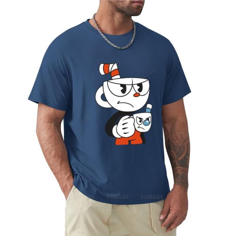 man summer for boys Cuphead and Mugman Angry plain hippie clothes mens big and tall t shirts new men cotton tshirt S