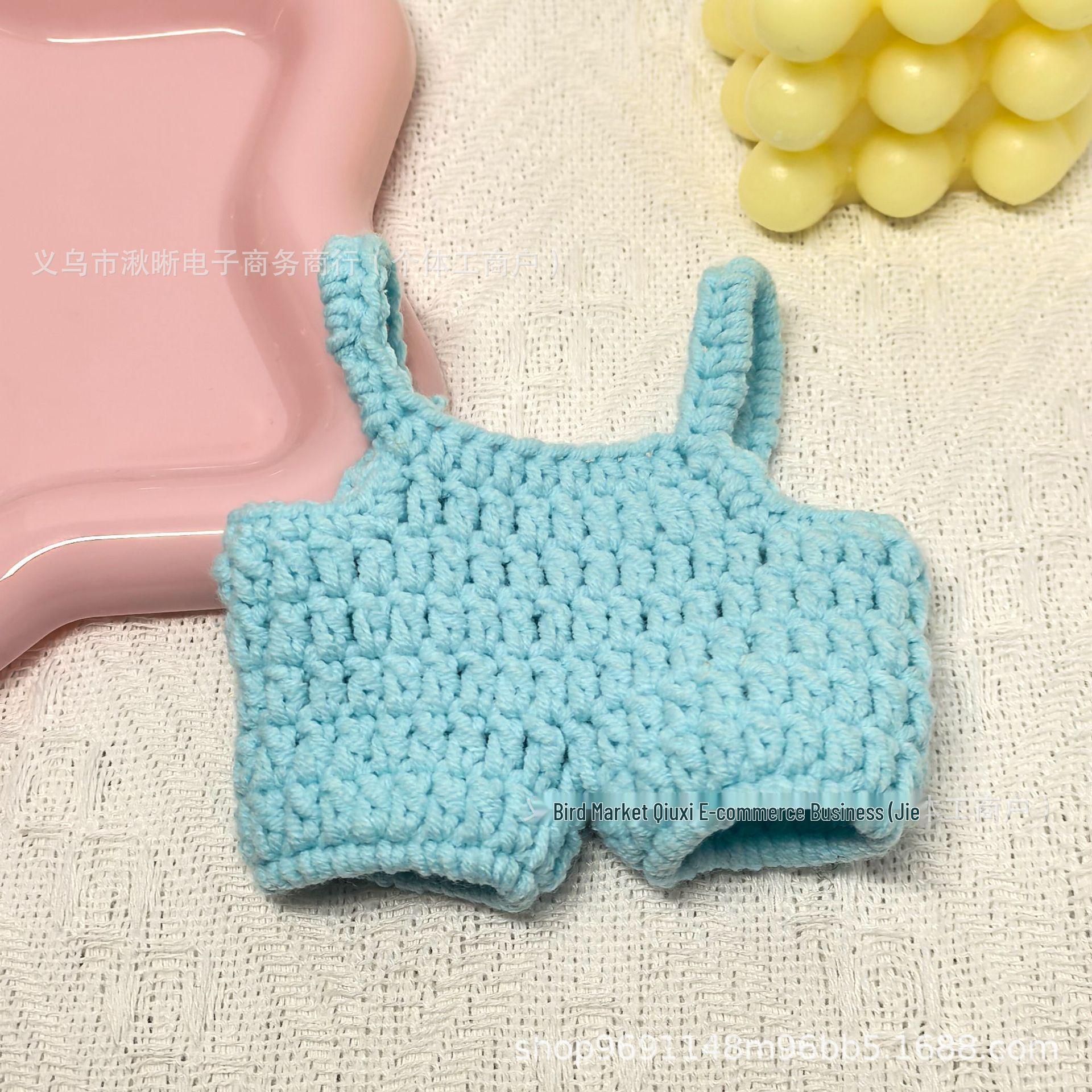 Handmade Crochet Doll Clothes: 17cm KT Doll Outfit with Creative Baseball Cap & Overalls. Finished (Doll Not Included)
