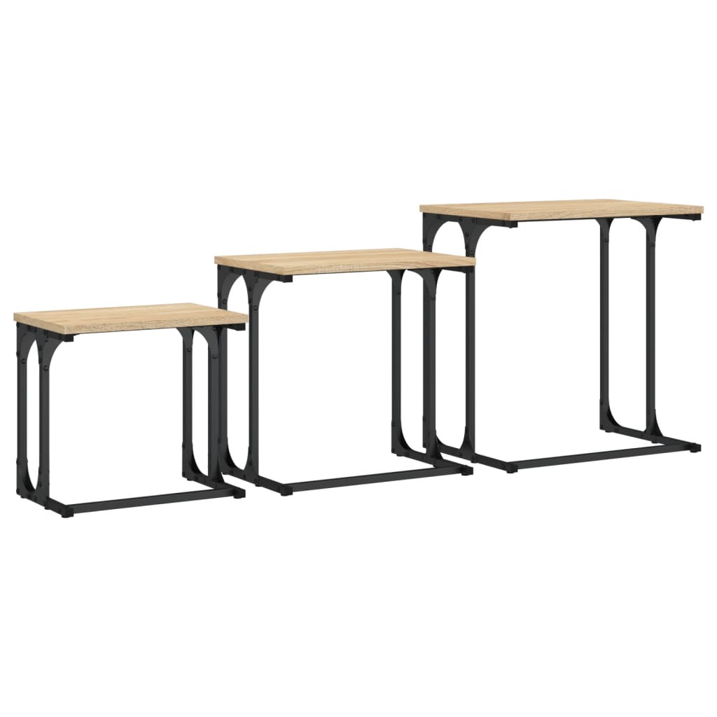 Coffee Tables, Nesting, 3 Pcs, Sonoma Oak