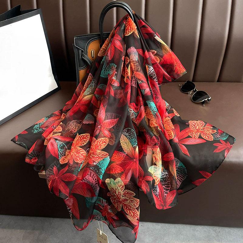 New Beach Stoles Sunscreen Wraps Shawls Silk Scarf Spring Foulard Female Hijab Scarves Wraps for Women Hijab Headband Bandana