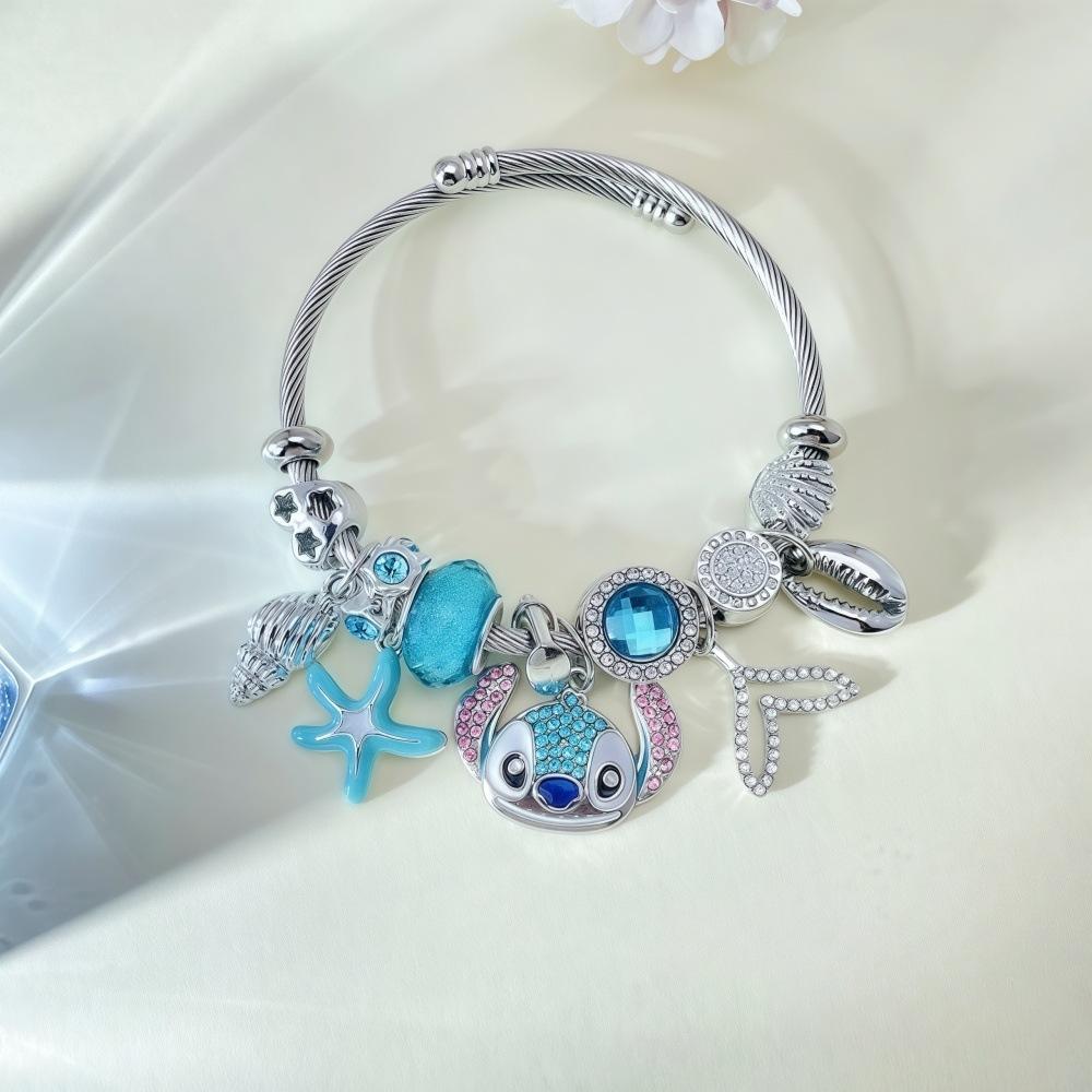 

Kawaii Stitch Cartoon Rhinestone Necklace And Bracelet Set Cute Fashion Jewelry for Women And Girls Ideal Gift for Fans Birthday