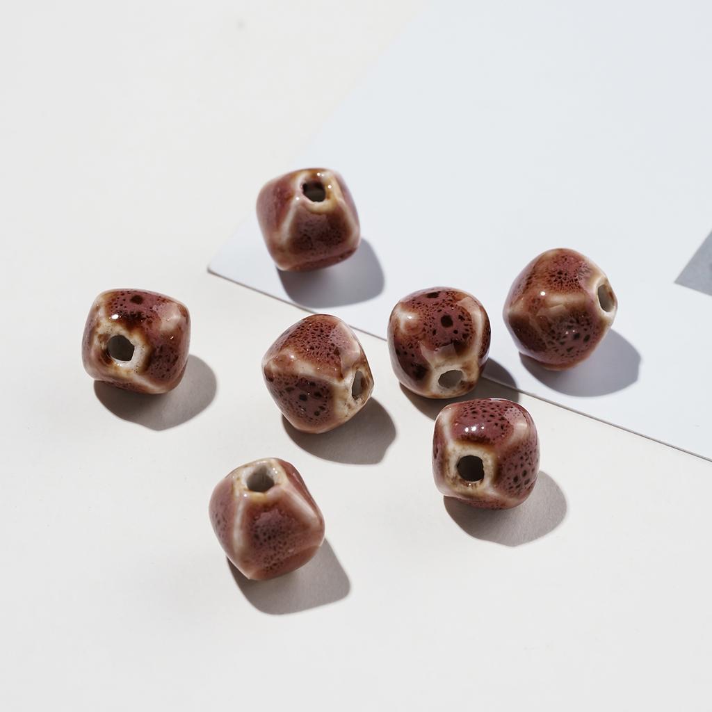 10pcs/Lots Irregular Ceramic Beads Colored Spacer Loose Beads for DIY Necklace Bracelet Keychain Jewelry Making Findings