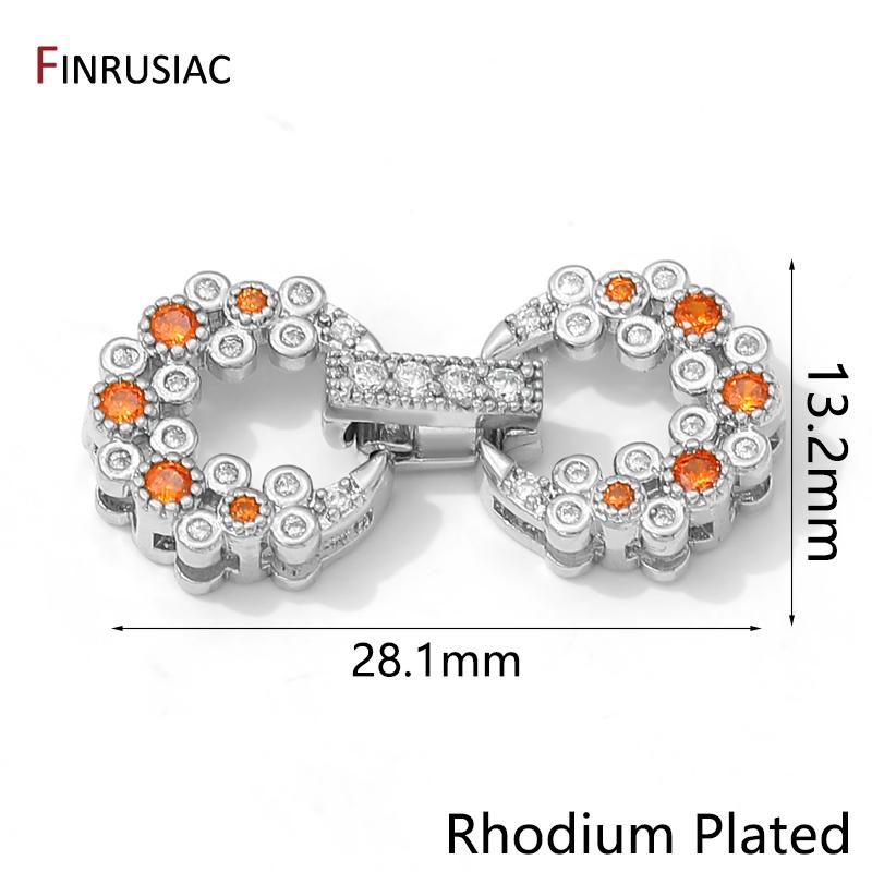 

Rhodium Plated Brass Inlaid Zircon Fastener Clasps,Pearl Connector Lock Clasps for DIY Necklace Bracelet Making Accessories 1 piece