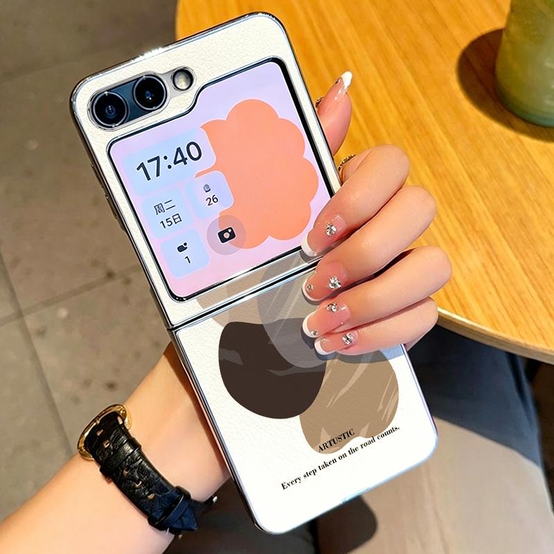 Watercolor Spots Print Case For Samsung Galaxy Z FlIP 7 FE 6 5 Plating PC+PU Leather Hybrid Folding Cover For Samsung Z Flip7 Flip6 Flip5