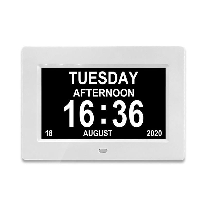 

7 Inch Machine Elderly Alarm Clock Electronic Calendar Clock Desktop Medication Reminder Machine LCD Digital Clock 7 inch-White