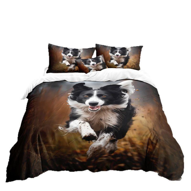 Pet Dog Series 3D Digital Printing Three-Piece Bedding Kit Sheet Quilt Cover