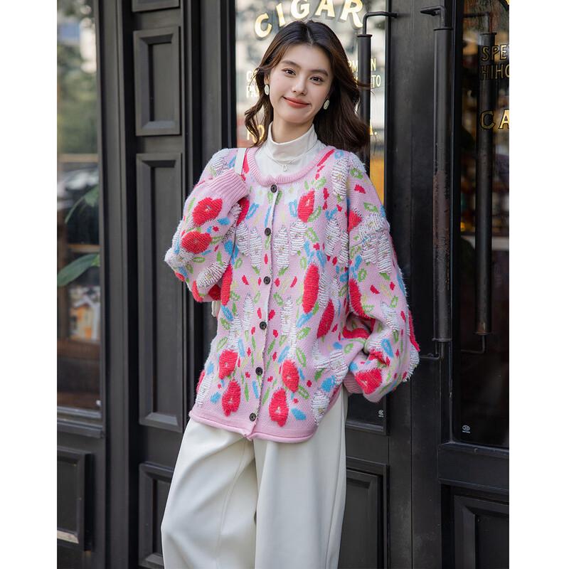 

Mocana Women s Long Sleeve Jacquard Knit Sweater One Size