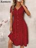 Summer New Fashion Polka Dot Women's Dress Sexy V-Neck Pleated Short Sleeve Floral Dress