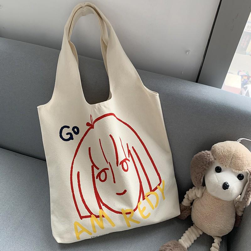 Canvas-Tragetasche im japanischen und koreanischen Stil - Damen-Sommer-Schultertasche mit großem Fassungsvermögen für Schule oder Nachhilfe