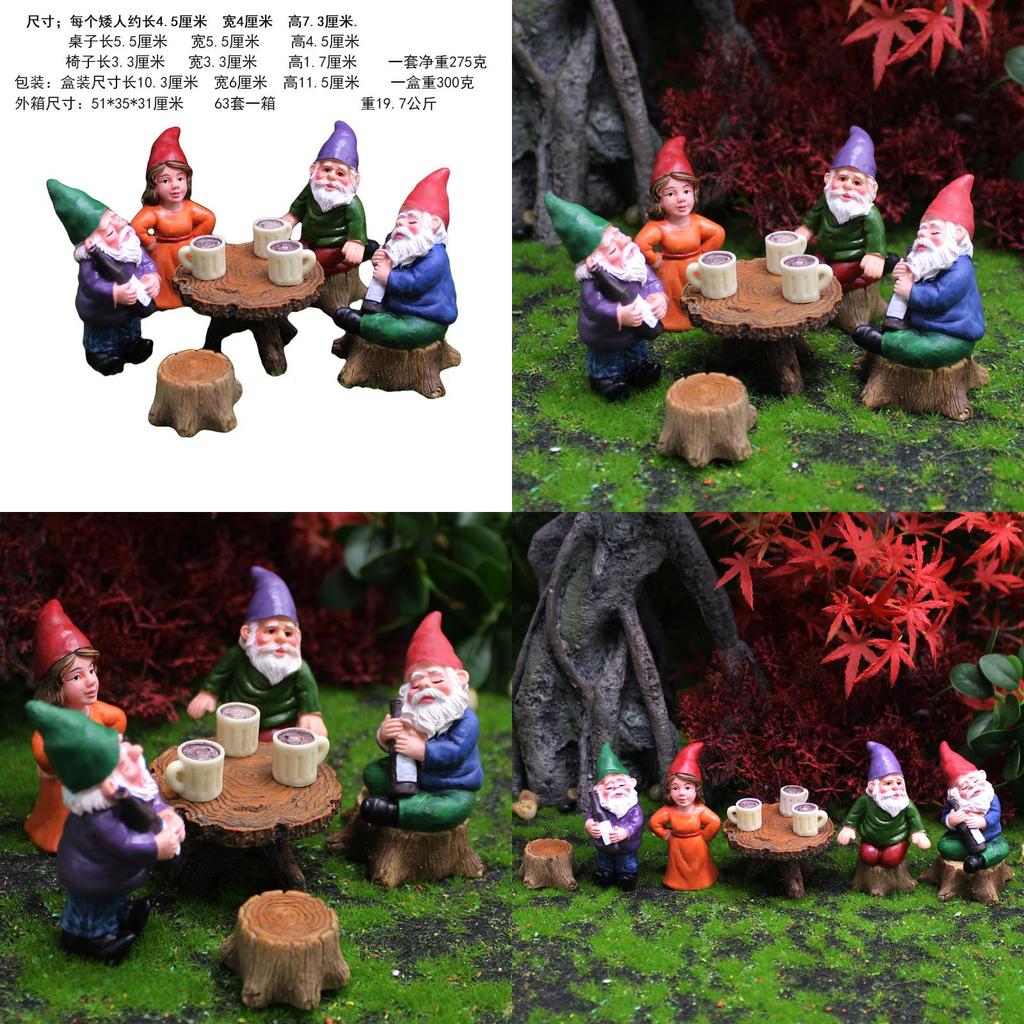 Fairy Tale Resin Garden Sculptures With Dwarf Characters For Outdoor Use