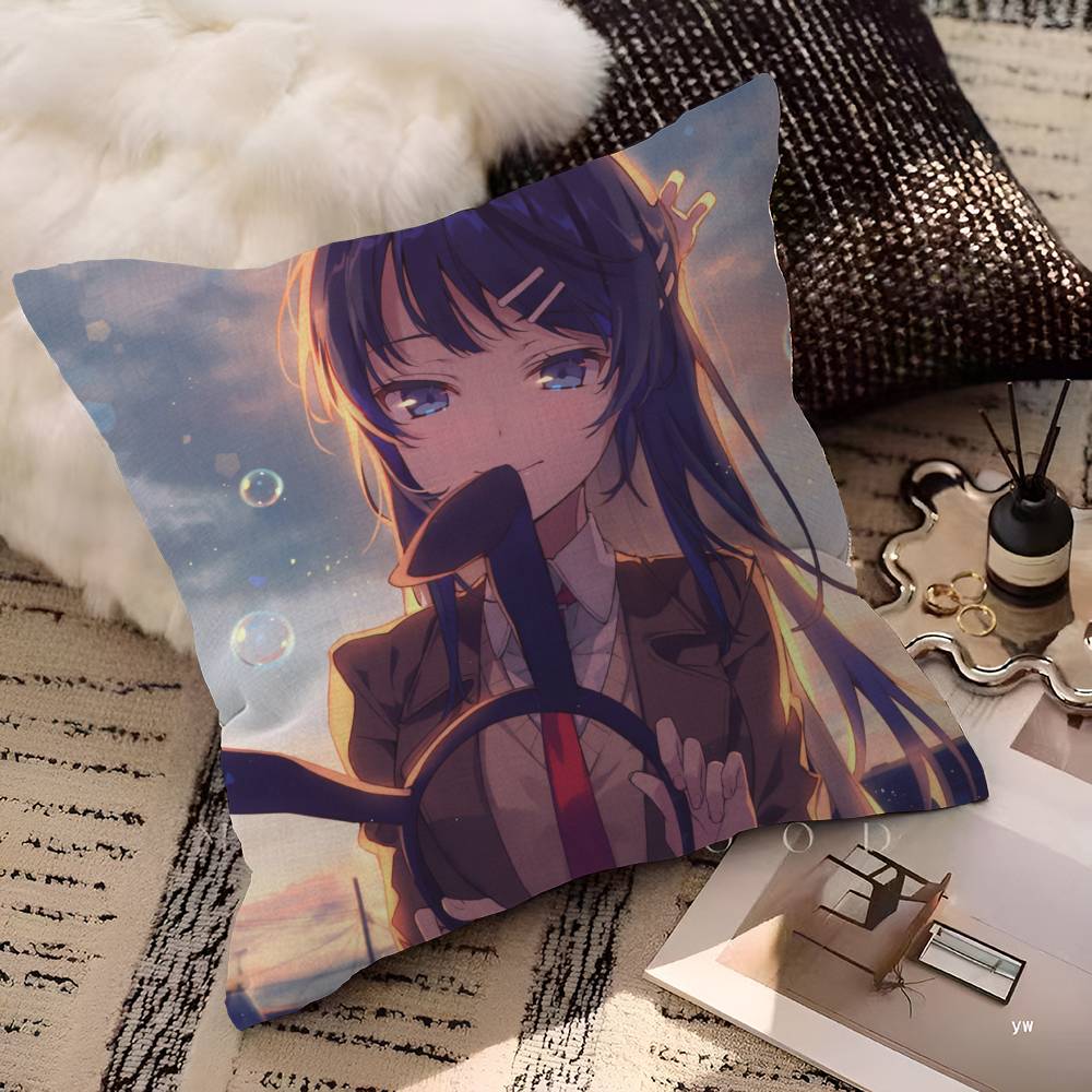 Rascal Does Not Dream Of Bunny Girl Cushion Cover Decorative Pillow Sofa Home Decor Case Pillow Cases